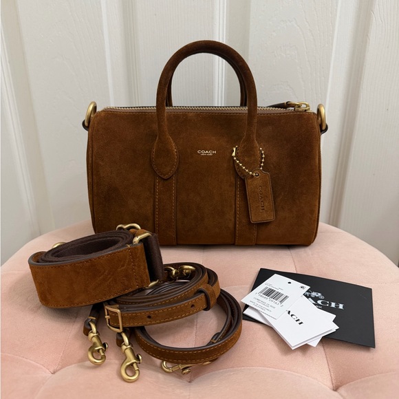 Coach Handbags - Coach Compass 25 Warm Brown Suede with Extra Straps